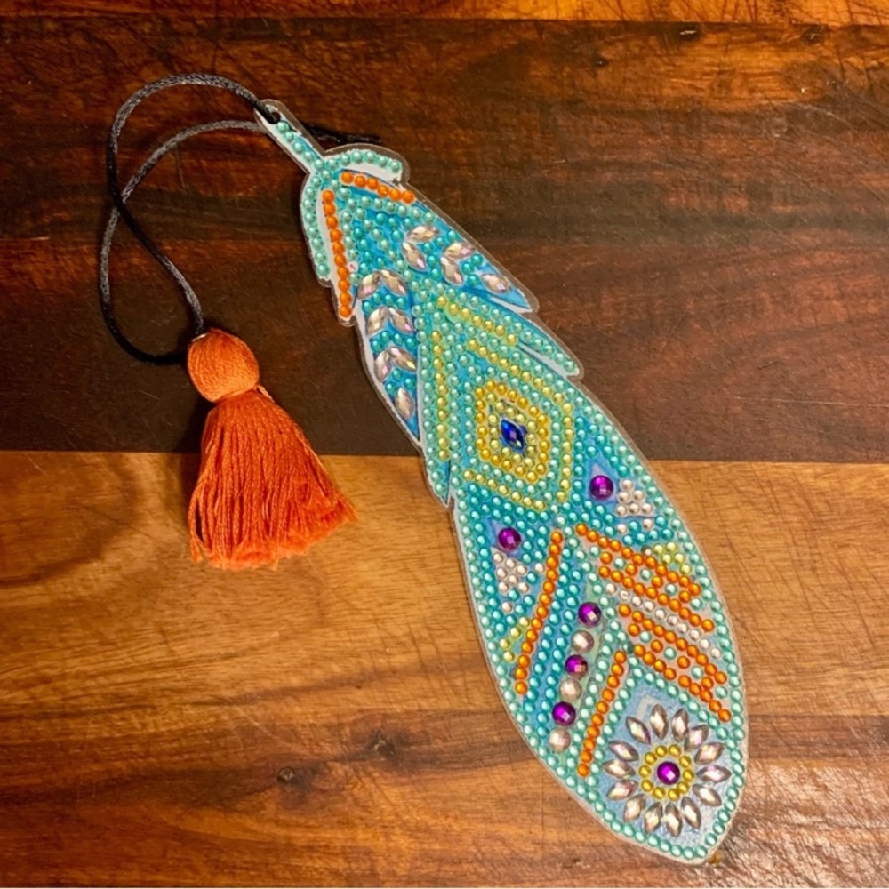 Handmade Diamond Painted Ornament Bookmark Drawer Pull With Marquee Sunburst